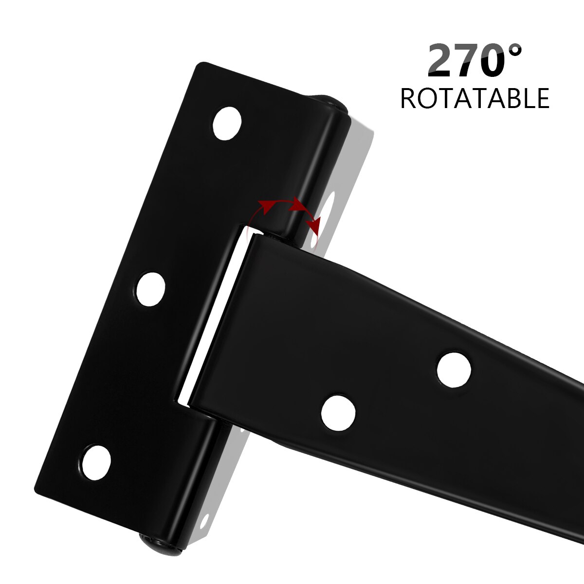 6pcs 5 Inch T Shape Rustproof Iron Light Duty Shed Hinge Gate Strap Hinge Door Gates Hinges (Black)