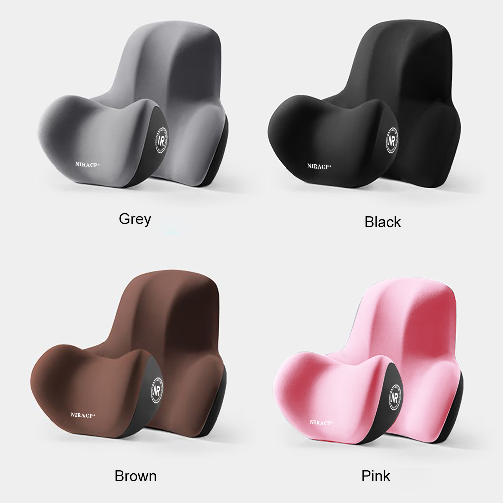 Almohada de espuma viscoelástica para el cuello para coche, protección para aliviar el estrés, cojín de respaldo Lumbar, cojín Lumbar transpirable para reposacabezas de coche
