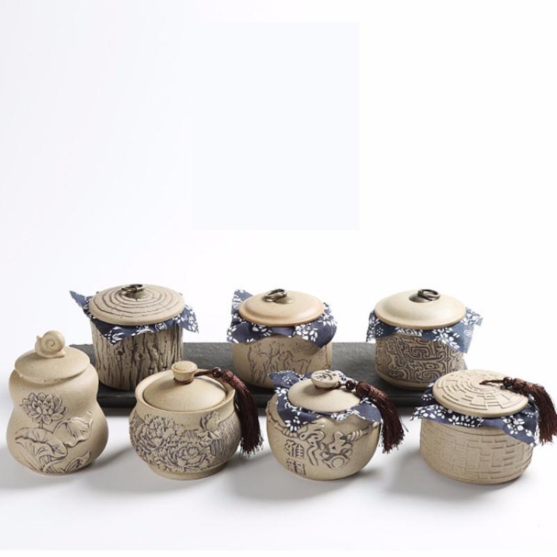Latas em forma de tambor de cabaça caixa de chá embalagem selo doces doces doces latas bege cerâmica jar chá caddies organizador dampproof