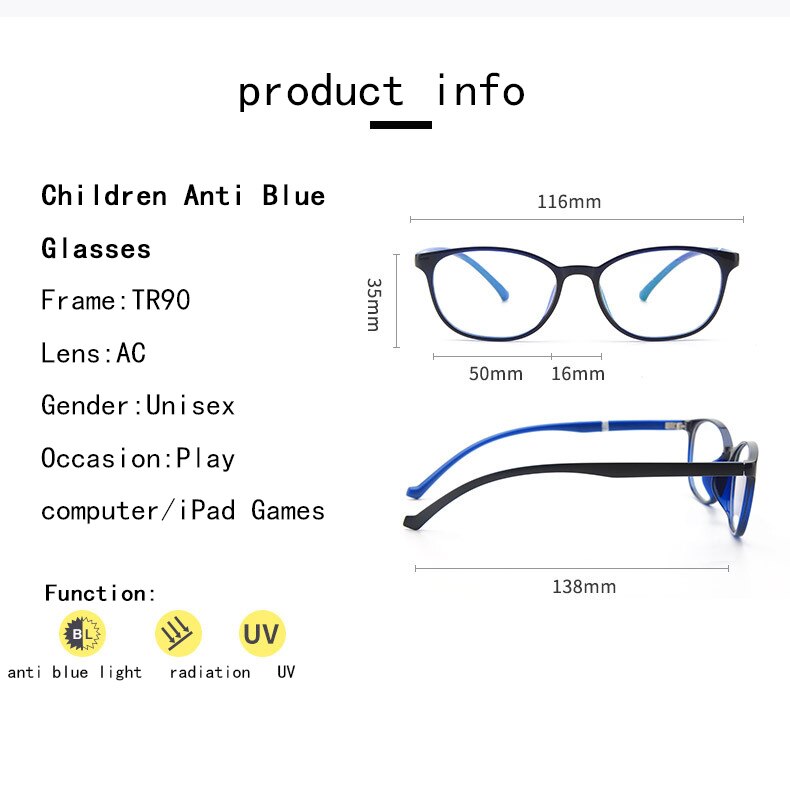 Kinderen Anti Blauw Licht Bril TR90 Frame Jongens En Grils Kids Computer Stralingsbescherming Eyewear