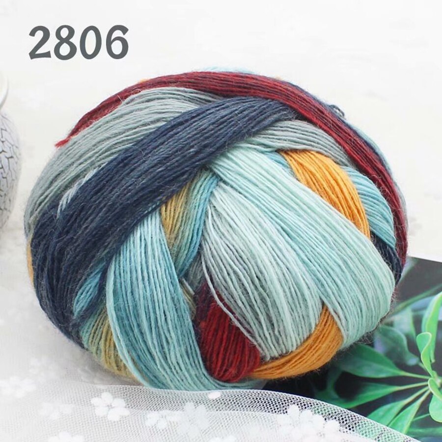 Long Dyed Magic Yarn Ball 800 meters Wool Rainbow Thread for Hand Knitting Shawl Scarf Gradient Crochet Yarn: 2806