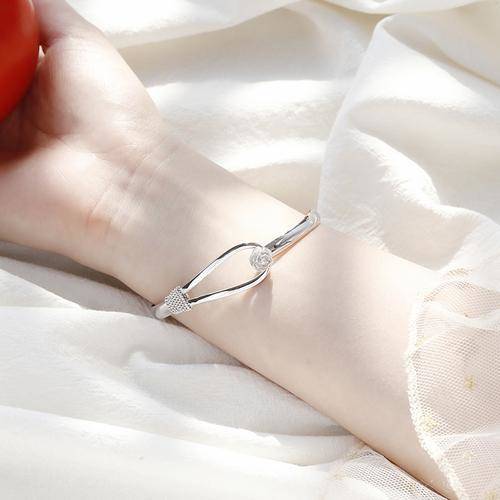 Christmas hot new 925 stamp silver color fine elegant flower bangle for women adjustable jewelry party wedding