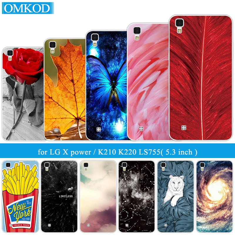 For LG X Power K220ds K220y K220 LS755 Soft Silicone TPU Plumage Phone Case 5.3inch Back Cover for LG X Power Luxury Fundas