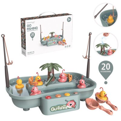 freundlicher Angeln Spielzeug Elektrische Musikalische Rotierenden Magnetischen Angeln Spiel Simulation Spielen Haus Junge Mädchen Spielzeug Spiel für 2 Jahre freundlicher: B-Grün