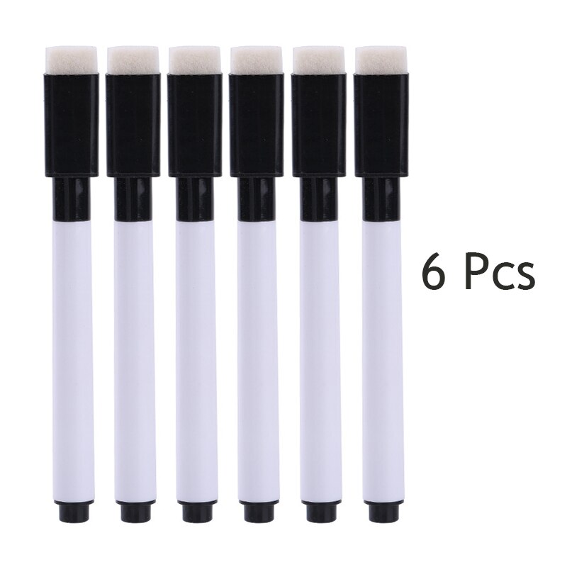 6 Stks/set Magnetische Whiteboard Pen Uitwisbare Droog White Board Markers Magneet Schoolbenodigdheden Briefpapier: Black