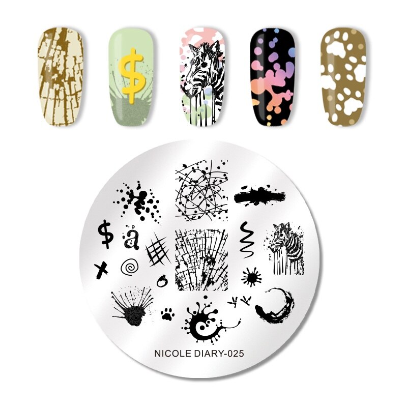 NICOLE DAGBOEK Nail Stempelen Platen Rechthoek Ronde Bloem Grid Plaid Geometrische Afbeelding Print Stencil Nail Template voor Polish Gel
