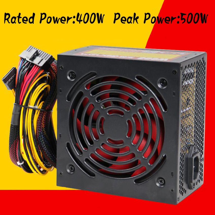 400W PC Voeding Zwart Gaming Stille 120mm Fan 20PIN 4PIN 12V ATX computer Voeding voor PC Computer
