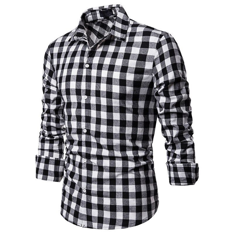 Männer der hemd klassische kleine platz farbe passenden kreuz-grenze herren Revers Langarm Shirt