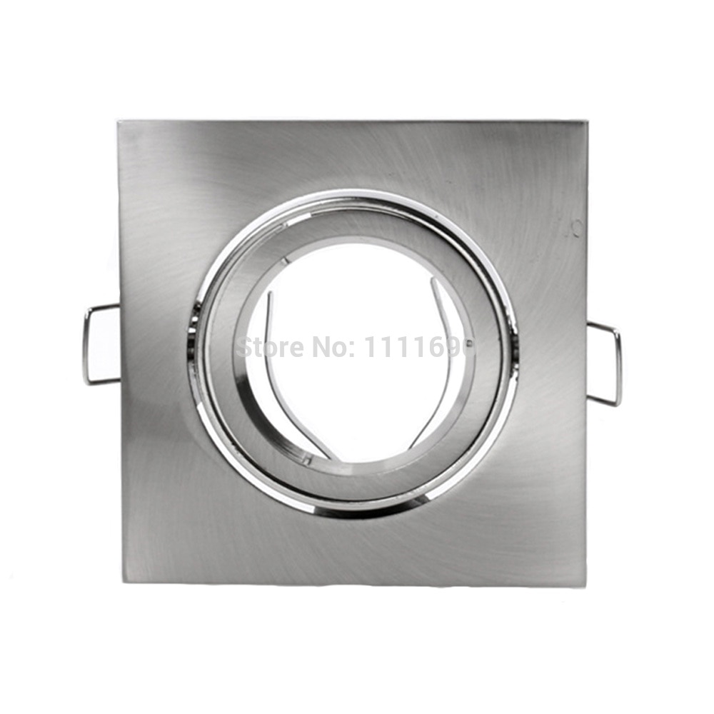 square Recessed metal chrome adjustable ceiling lamps holder GU10 socket or MR16 base LED spot and halogen built-in spot lights