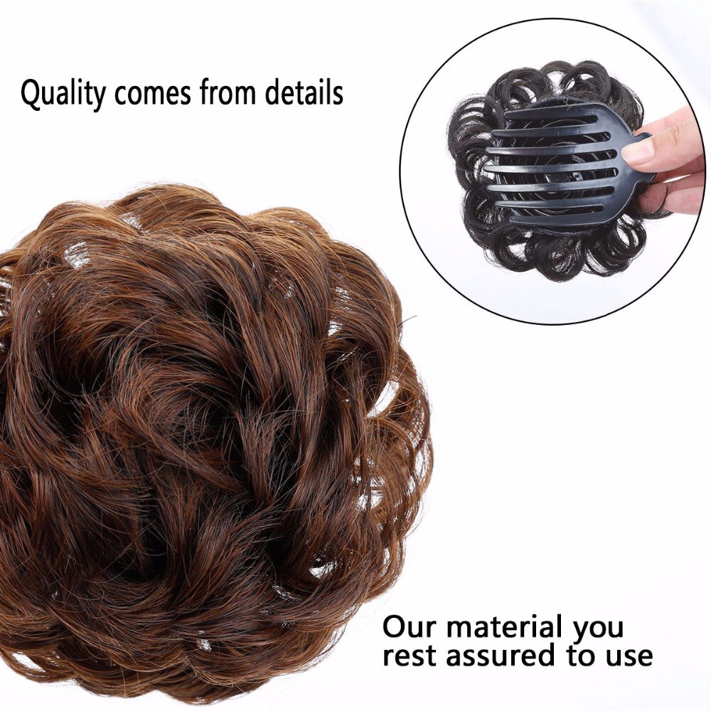 Allaosify kvinders krøllede chignon med varmebestandighed klo snoretræk syntetisk scrunchie wrap hårring hårstykker