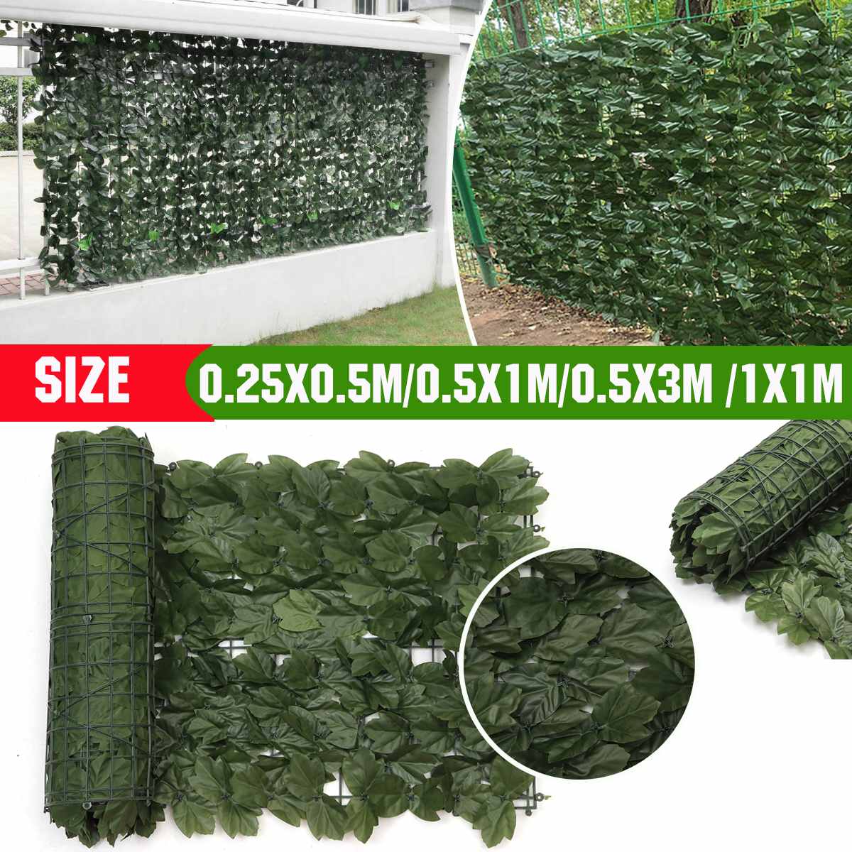 0.5/1/3m Artificial Leaf Privacy Fence Roll Wall Landscaping Fence Privacy Fence Screen Outdoor Garden Backyard Balcony Fence