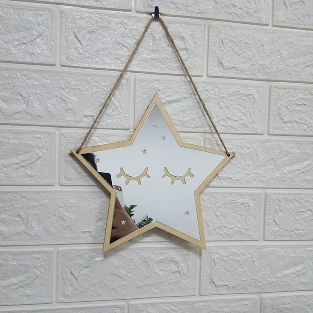 1PCS Children Cartoon Decorative Mirror Bathroom Baby Room Rabbit Star Wood Acrylic Mirror Frame Home Art Wall Decor