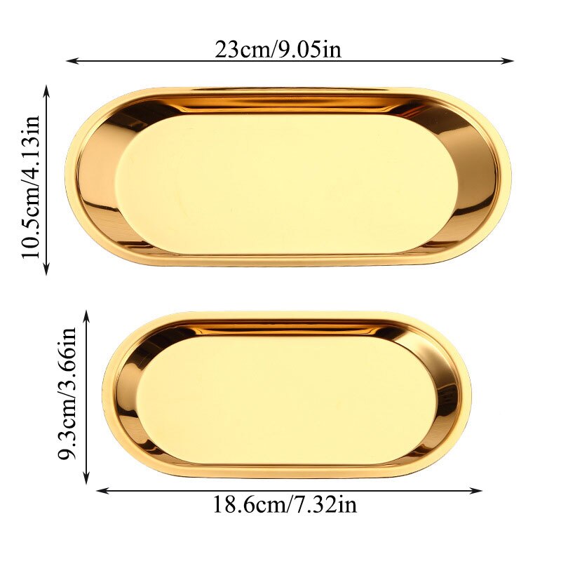Customization Stainless Steel Storage Tray Rose Gold Colroful Metal Oval Fruit Plate ewelry Display Metal Storage Tray