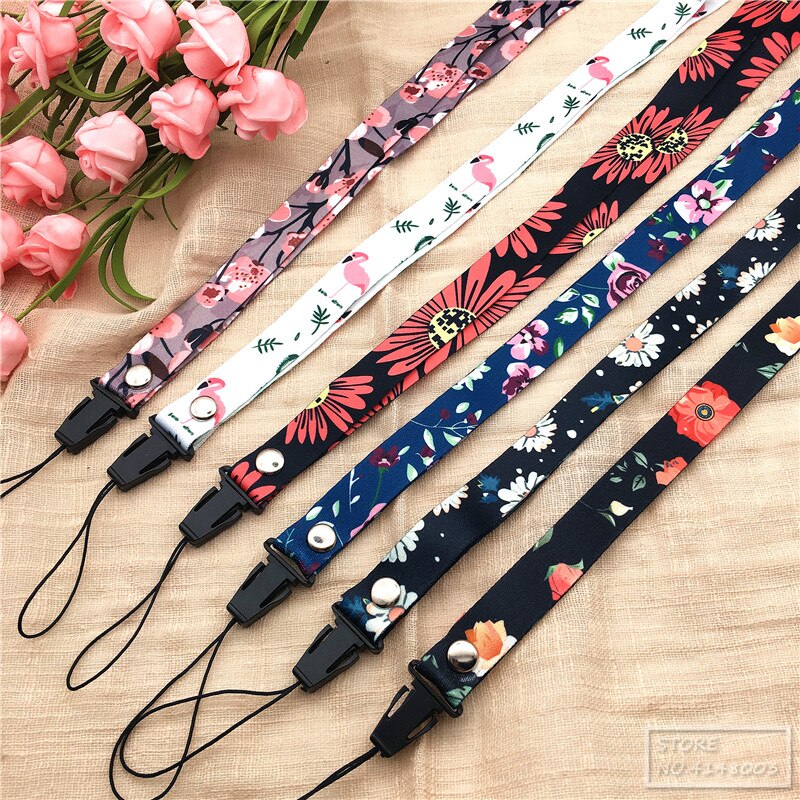 10pcs/lot Spring Scent Inspired flower lanyard neck strap usb flash drive id card Pass Gym lanyard para llaves DIY Hang Rope