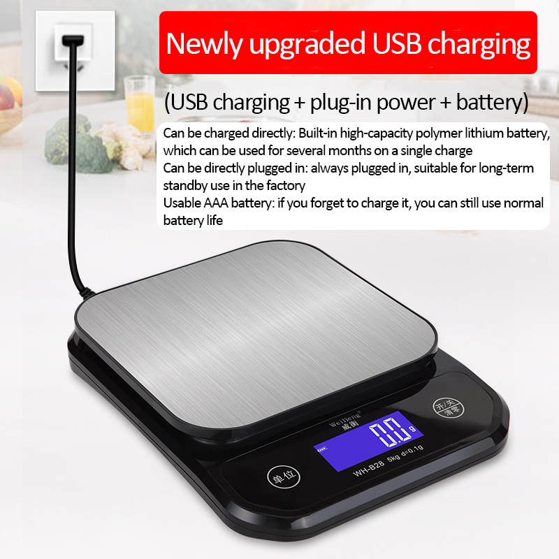 Balance de cuisine numérique étanche IP67, en acier inoxydable, pour régime alimentaire, 10kg/1g 5kg/0.1g, chargeur USB