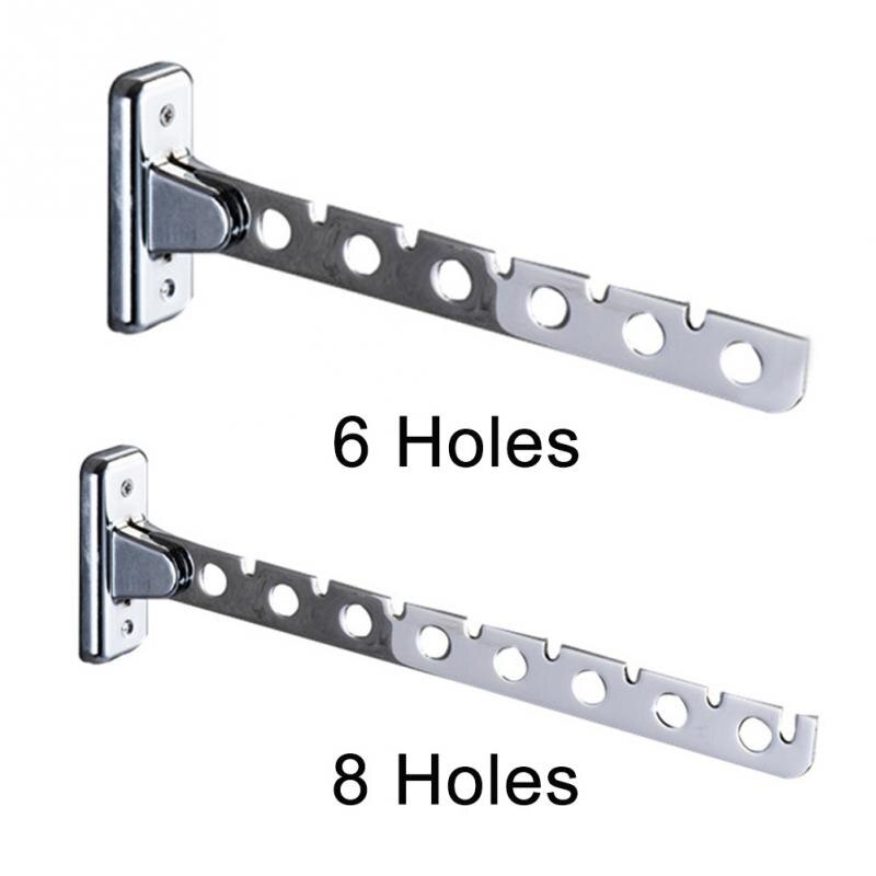 Colgadores de ropa plegables de acero inoxidable para ahorro de espacio con gancho Magic, estante de secado de ropa montado en la pared con 6 /8 agujeros