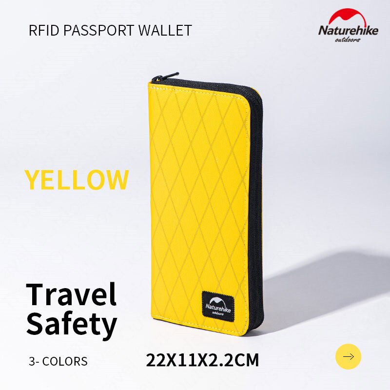 Naturehike Outdoor Ultralight RFID Blocking Anti Theft Travel Wallet Multifunctional Bag Ticket Card Business Passport ZT07: Yellow