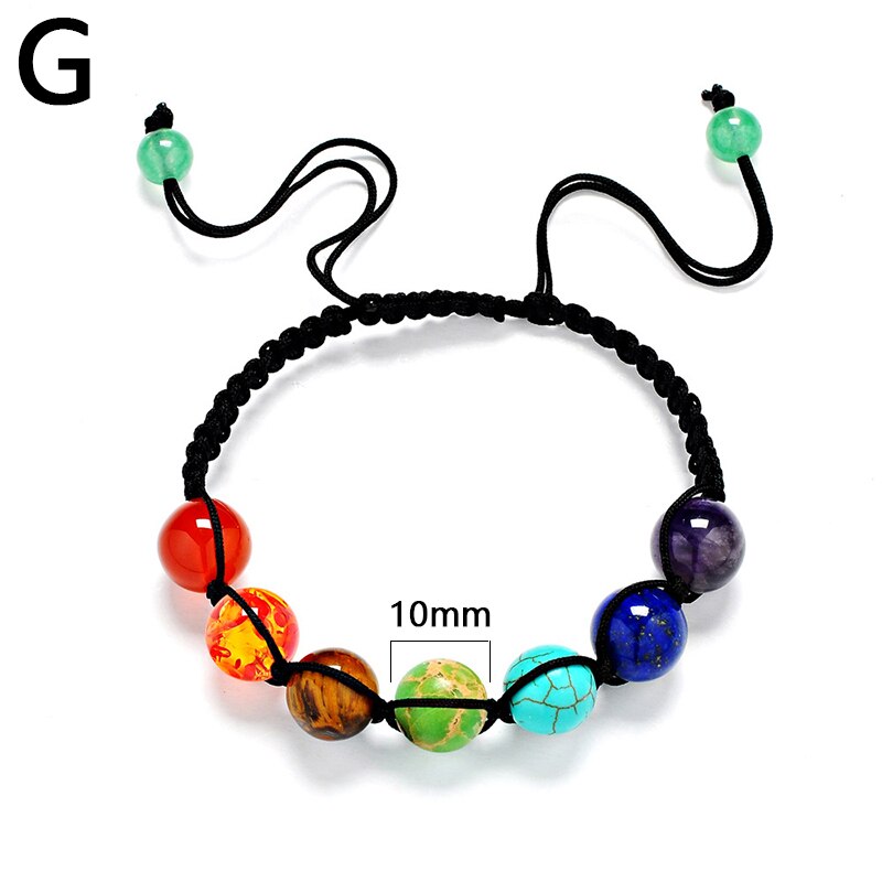 Einstellbar Armbänder Bunte Natürliche Stein Perlen Armbinde Handgemachte Geflochtene Hand Seil Armreifen Für Frauen Männer Schmuck: G