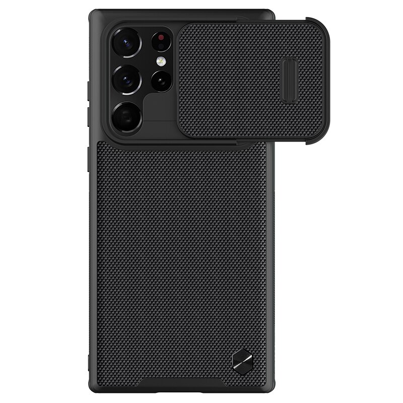 For samsung galaxy  s22 ultra veske nillkin teksturert nylonfiberveving semi-automatisk skyve kameradeksel for samsung  s22 ultra