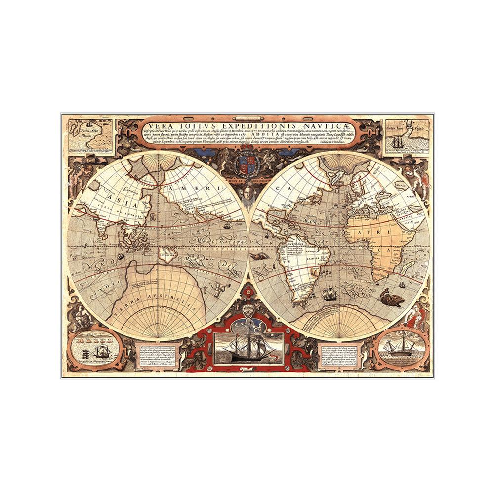 Affisch vintage dekoration student skola stilistisk undervisning atlas science fiction film skatt non-woven karta