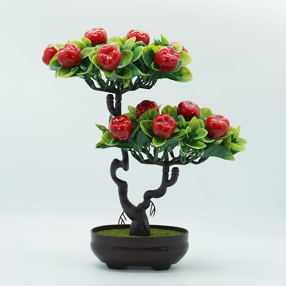 Plastic Artificial Fruit Tree Artificial Peach Orange Fruit Tree Artificial Plants Potted Bonsai Desktop Bonsai Home Decor