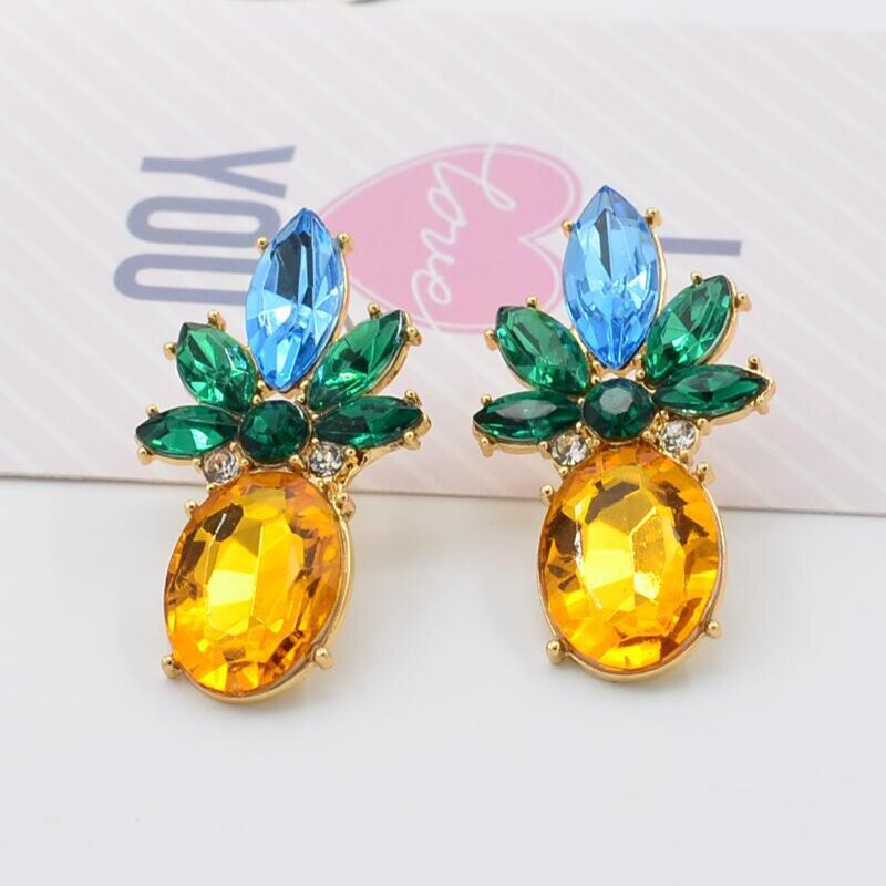 Kleurrijke Crystal Ananas Dangle Oorbellen Voor Vrouwen Koreaanse Stijl Shiny Oorbellen Voor Meisjes Boucle D' Oreille Femme