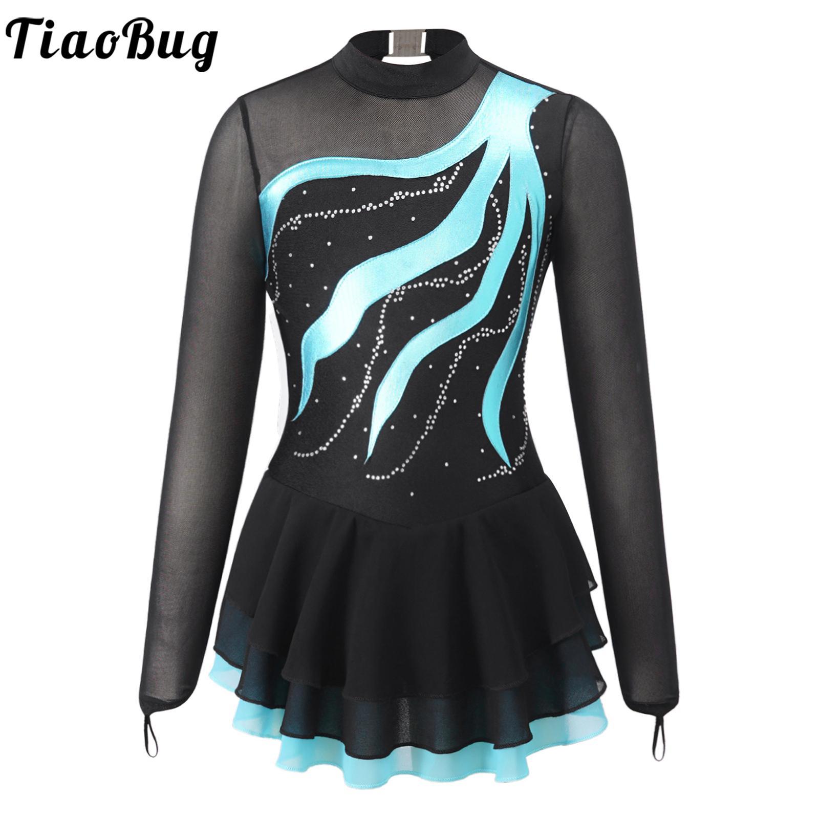 Vestido de Ballet para niñas, vestidos de patinaje artístico, Traje de Ballet de manga larga, vestido de baile de bailarina, gimnasia, patinaje sobre ruedas, Ropa de baile