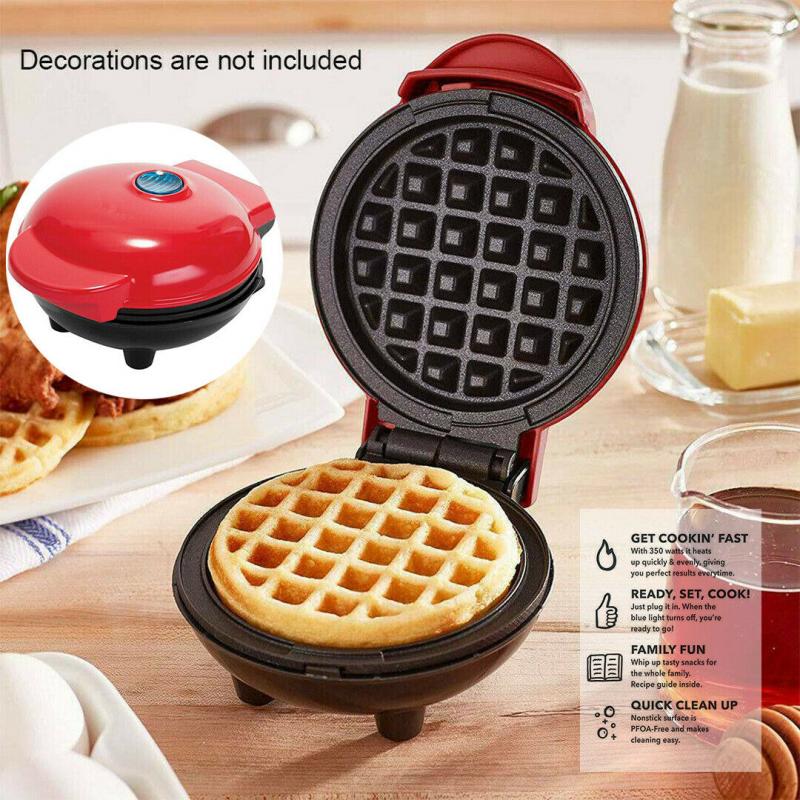 Mini Electric Waffle Maker Nonstick Kitchen Breakfast Baker Waffle Maker Sandwich Cooker Household Multi-function Baking Machine