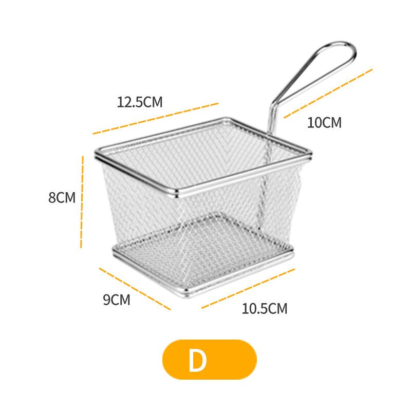 Mini cesta de acero inoxidable para freír pollo frito, cesta de acero inoxidable para patatas fritas, red para aperitivos, herramientas de cocina: D