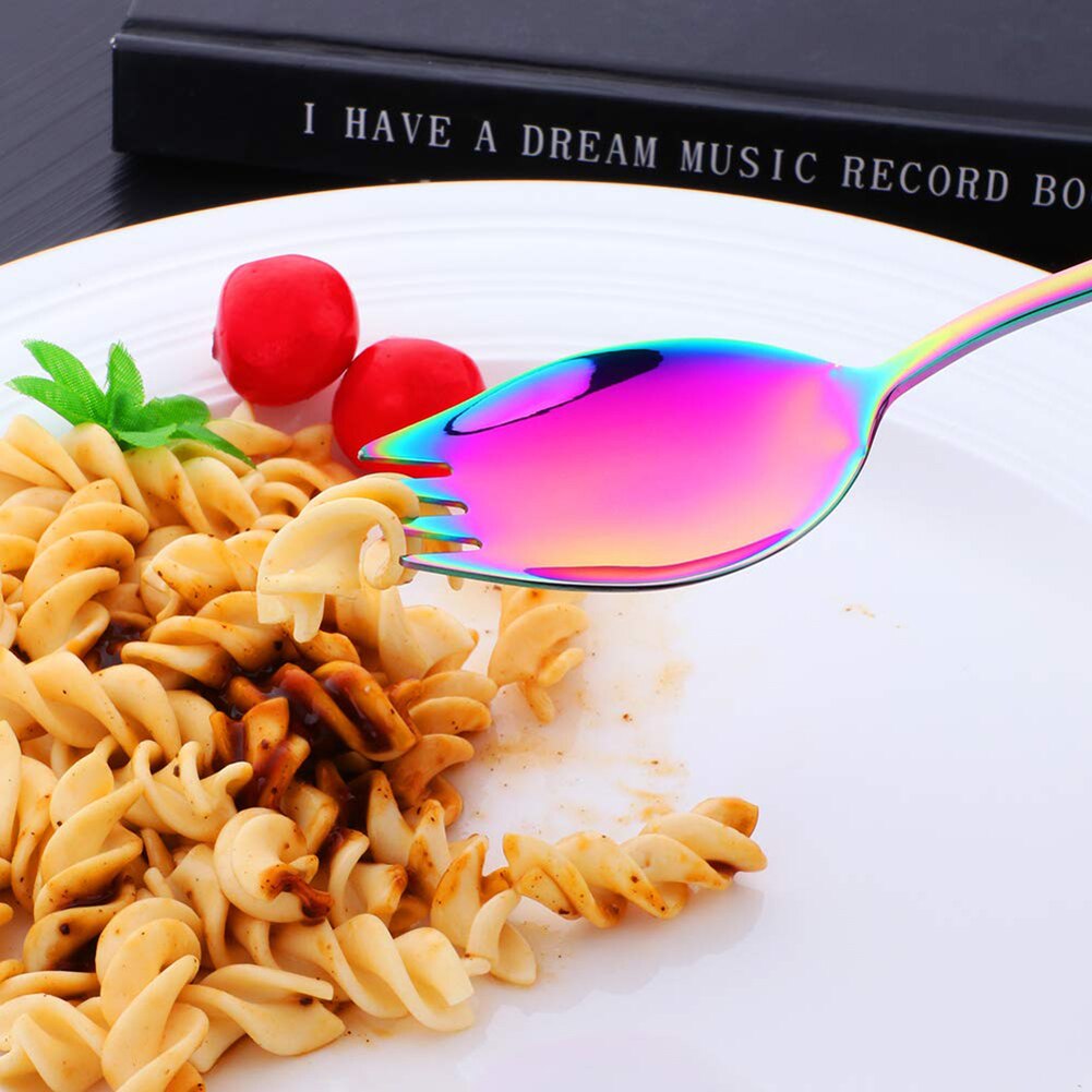 2in1 Multifunction Spork Stainless Steel Spoon Fork Portable Noodle Fruit Salad Forks Outdoor Travel Fork Kitchen Tools