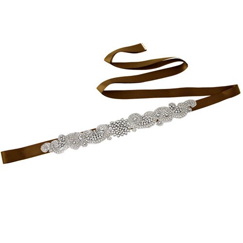 Topqueen S366 Koninklijke Medaille Ambachtelijke Bruid Riem India Kant Bridal Riemen Hand Made Wedding Sjerpriem Kralen Riem Voor Bruiloft jurk: Brown