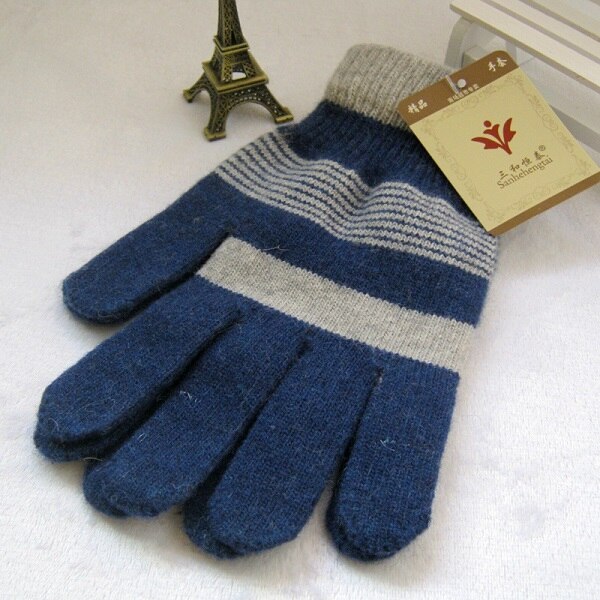 invierno de los hombres guantes grueso de punto guantes de hombre de despojado de Guabtes larga Luva estudiante guante calentador de la mano: 2