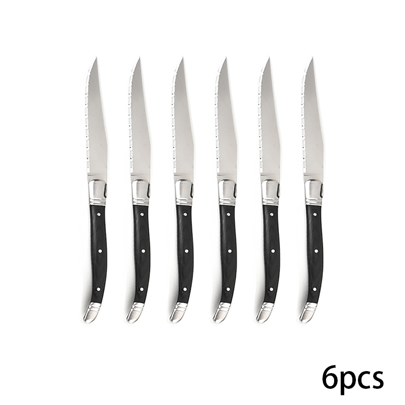 2/4/6pcs 9&#39;&#39; Laguiole Style Black Wood Dinner Knife Stainless Steel Steak Knives Table Knifes Restaurant Bar Dinnerware Set: 6pcs steak knives