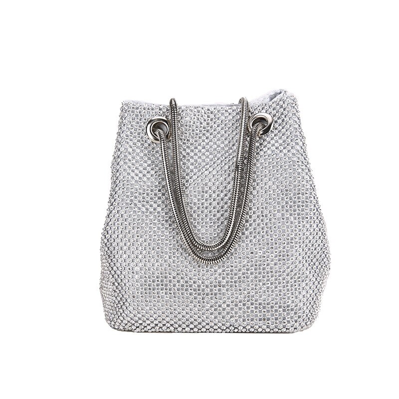 Pochette da sera borsa da donna di lusso borse a spalla borse con diamanti borsa da festa per signora borsa piccola borsa in raso bolsa feminina: Argento