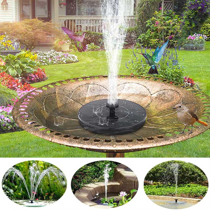 Small Solar Water Fountain Pool Pond Waterfall Fountain Garden Decoration Outdoor Bird Bath Solar Powered Fountain Floating Wate