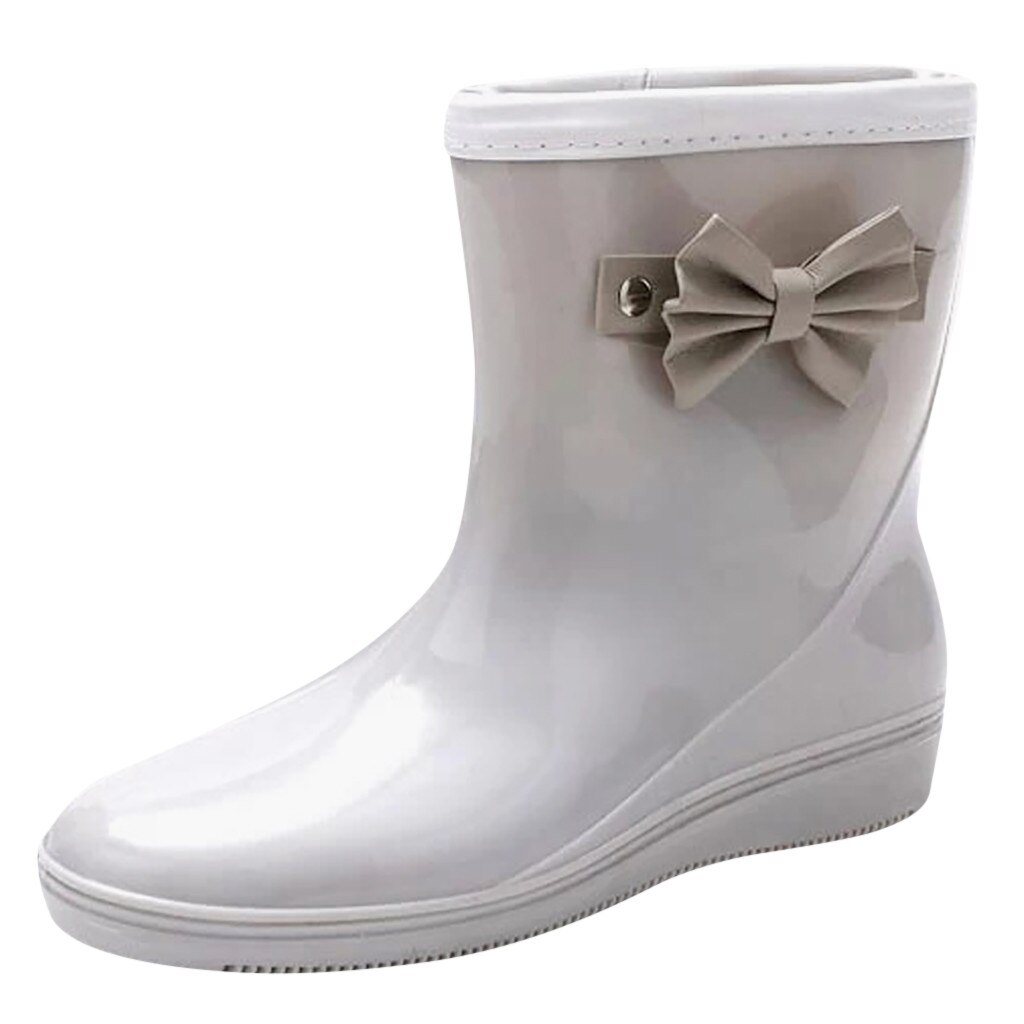 womens rain boots waterproof Low-Heeled Middle Twomen‘s low shoes women‘s rain boots women's shoes spring#G3: Gray / 8