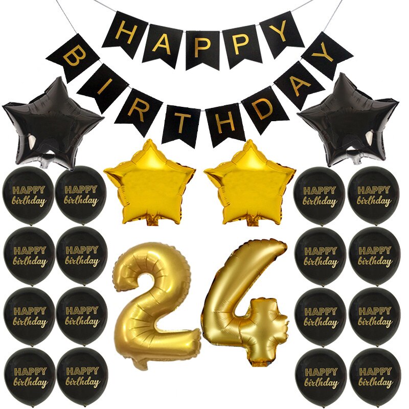Happy Birthday Banner Balloon Adlut 33 30th Birthday Party Decoration 16 17 21 22 24 25 26 27 Years old Birthday Party Blloons: 24