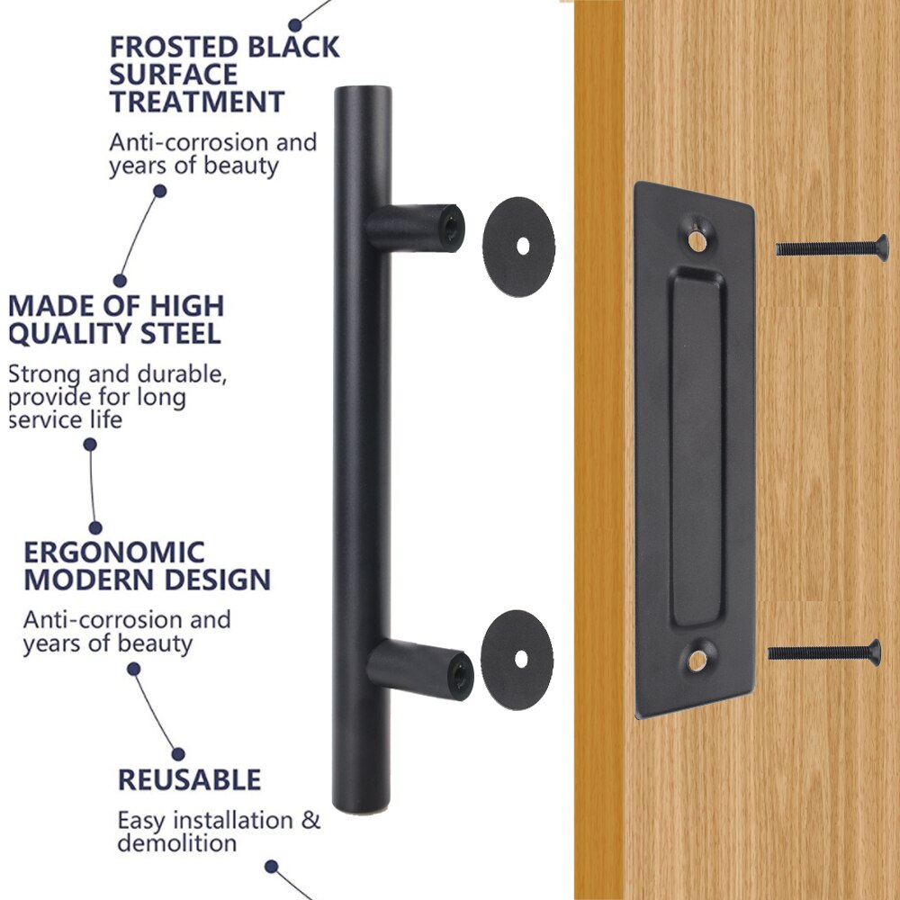 Pull Flush Recessed Wood Door Handle Sliding Barn Door Handle 35-45MM For Cabinet Cupboard Interior Door Furniture Hardware Set