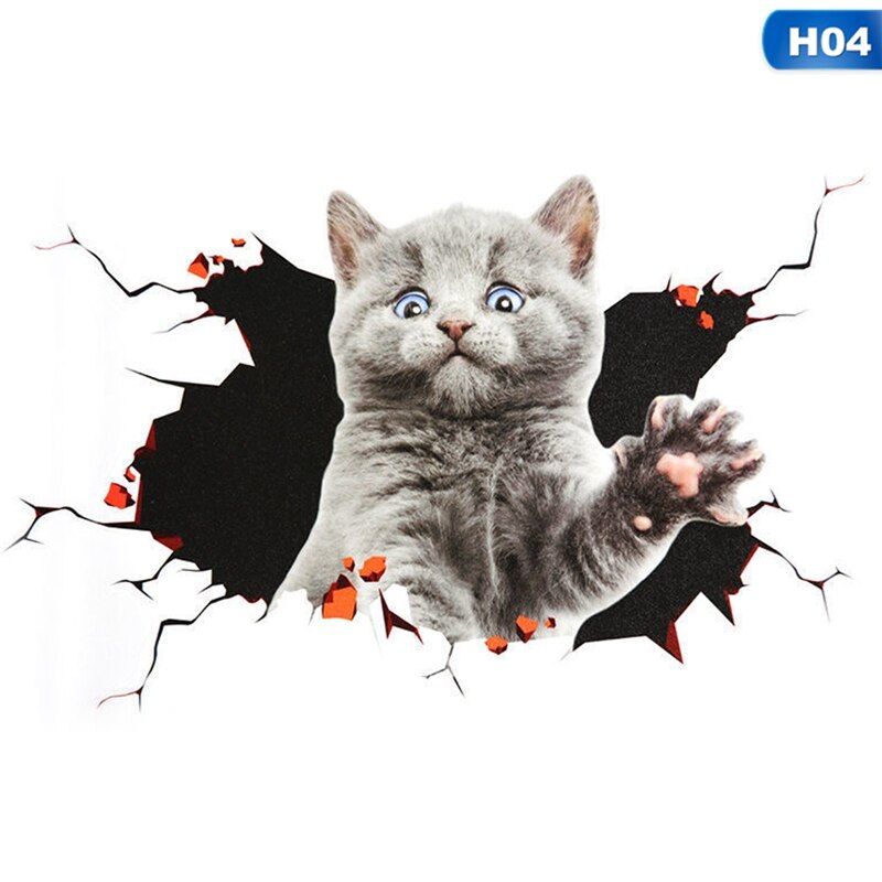 Pegatinas 3D para coche, Adhesivo de revestimiento 3D para gatos y perros grandes, adhesivo de gato para coche, pegatina de vinilo reflectante Animal, 1 Uds.: H04