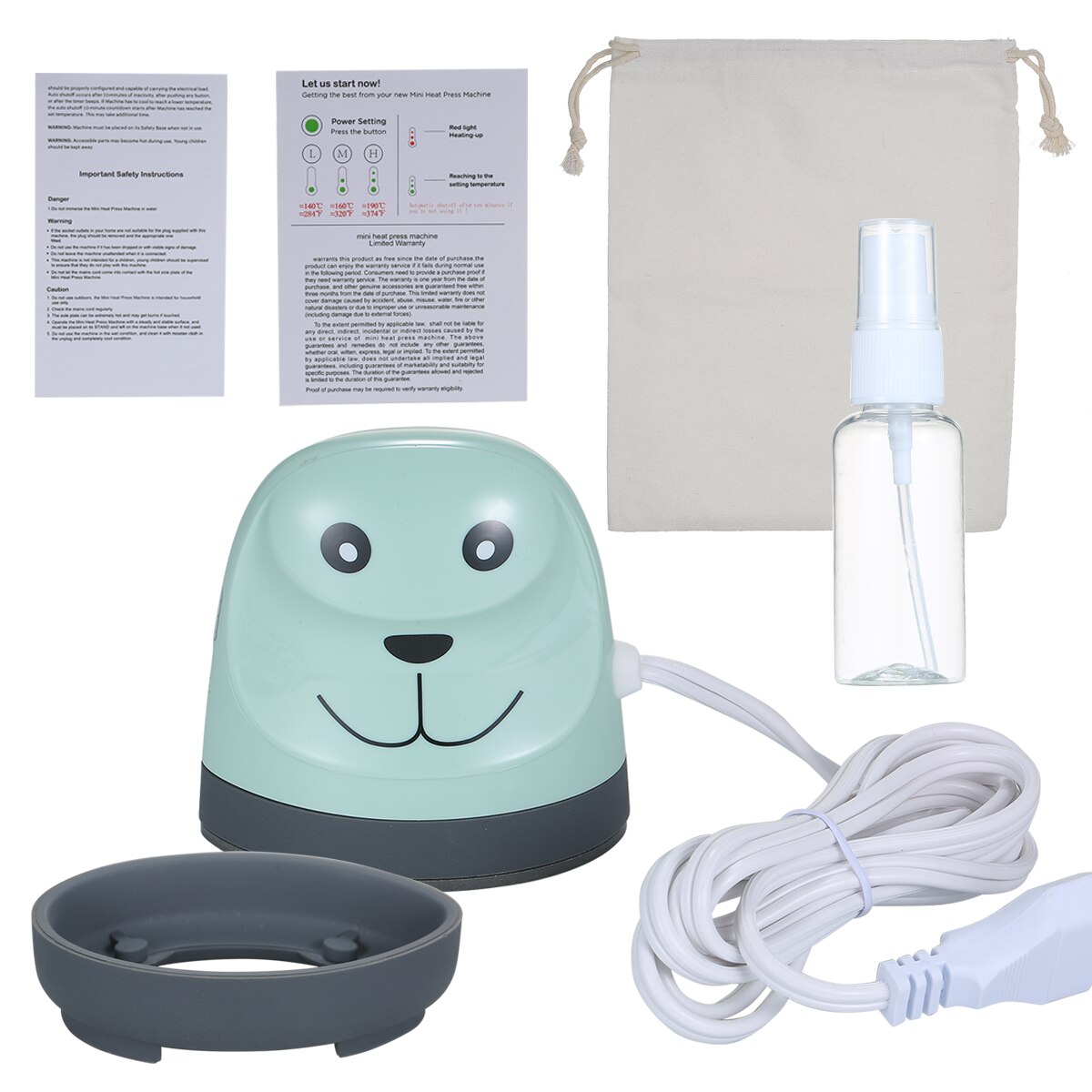 Mini Cute Puppy Heat Press Machine for Heating Transfer DIY Shirt Printing for T-shirt Shoes Bags Hats Iron Pressing Machine