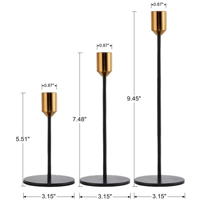 Absf Kaars Houder, Kandelaar Houders, Set Van 3 Moderne Decor Kaars Staat Voor Taper Kaarsen, past 3/4 Inch Dikke Kaarsen