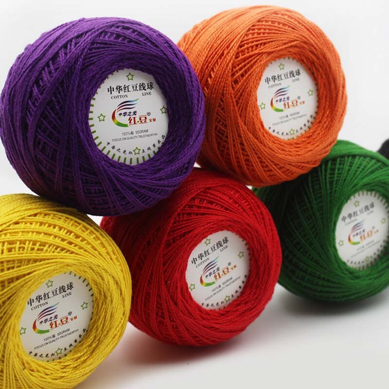 50G Dik Midden Dunne Kant Katoenen Garen Katoenen Draad Haak Draad Voor Hand Breien Naaigaren Breedte 1.5Mm #5