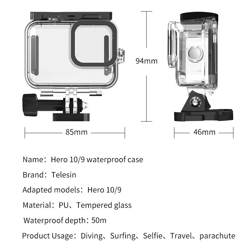 Original TELESIN tauchen fallen Für GoPro 10 9/Akku/Clever Batterien Ladegerät Für GoPro Held 10 9 schwarz Zubehör