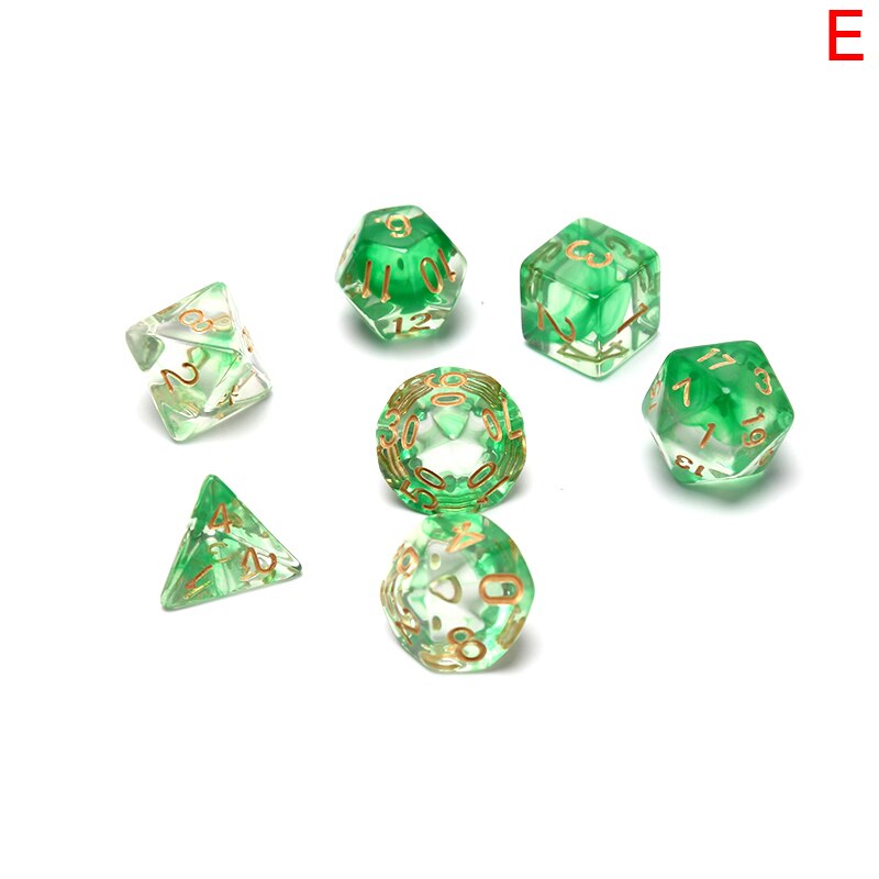 7 Stks/set Transparant Acryl Dobbelstenen Set Multicolor 4, 6, 8, 10, 12, 20 Zijdige Dobbelstenen Trpg Game Liefhebbers Spelen Games: E
