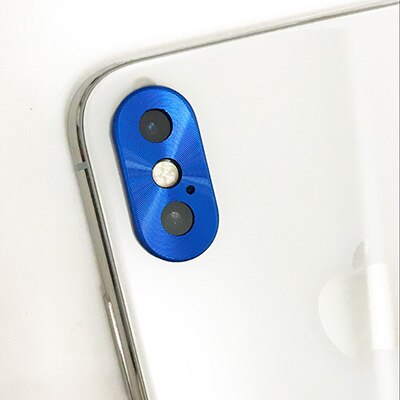 Metalen bumper camerabeschermer voor iphone 7 plus camerascherm lenskap voor iphone x metalen achterkant camerahoes xs max xr: Blauwe iphone x