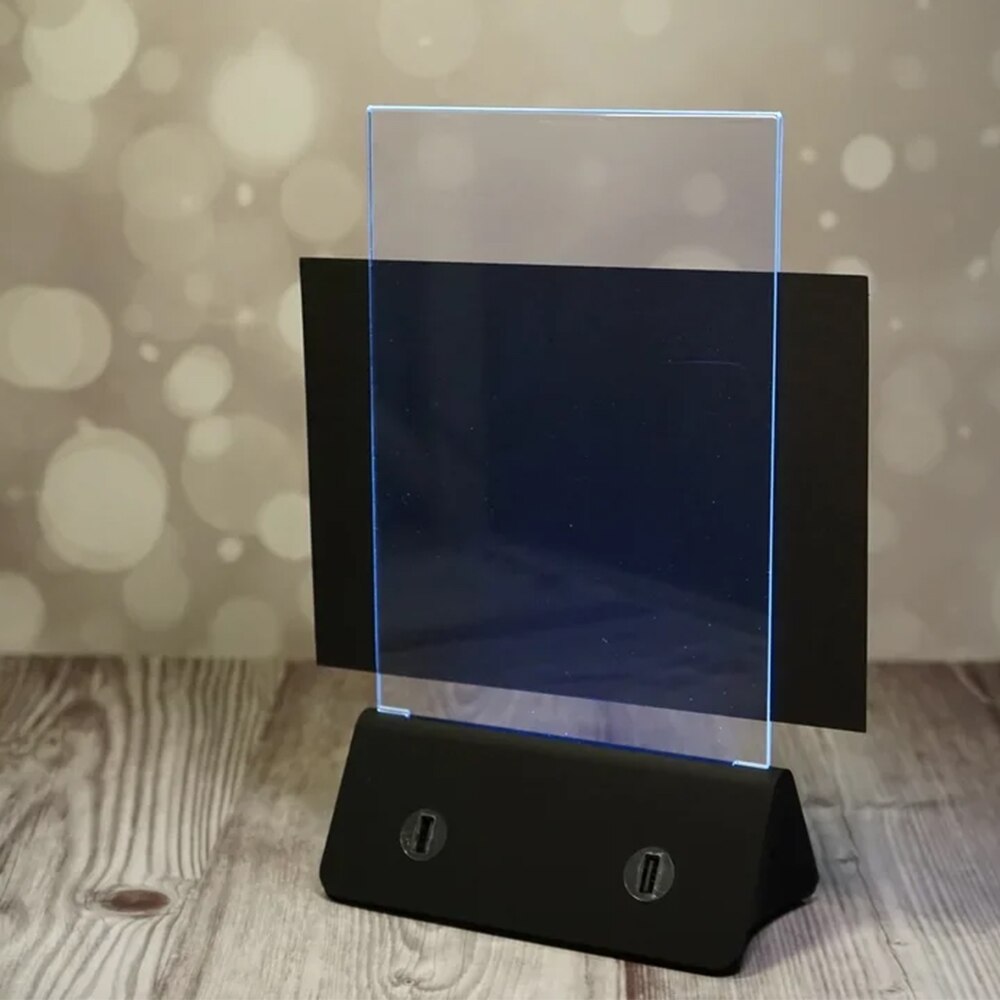 4-USB Ports Power Bank Charger For Restaurant Table Menu Number Stand Holder Acrylic Plastic A5 Size LED Light 10000mAh