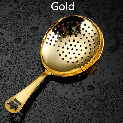 Julep-colador de cóctel de acero inoxidable 304, agitador de coctel y vino para barman, colador de Bar, variados: Gold Plated