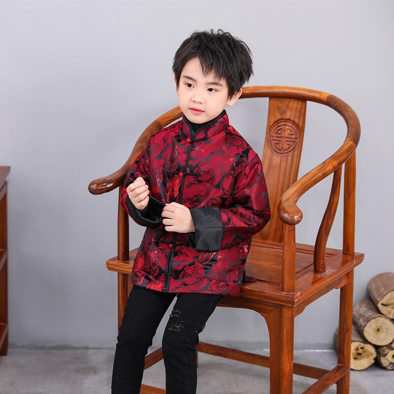 Kids 2022 Year Tang Suit Chinese Traditional Clothing Dragon Embroidery Long Sleeve Spring Festival Performance Costume
