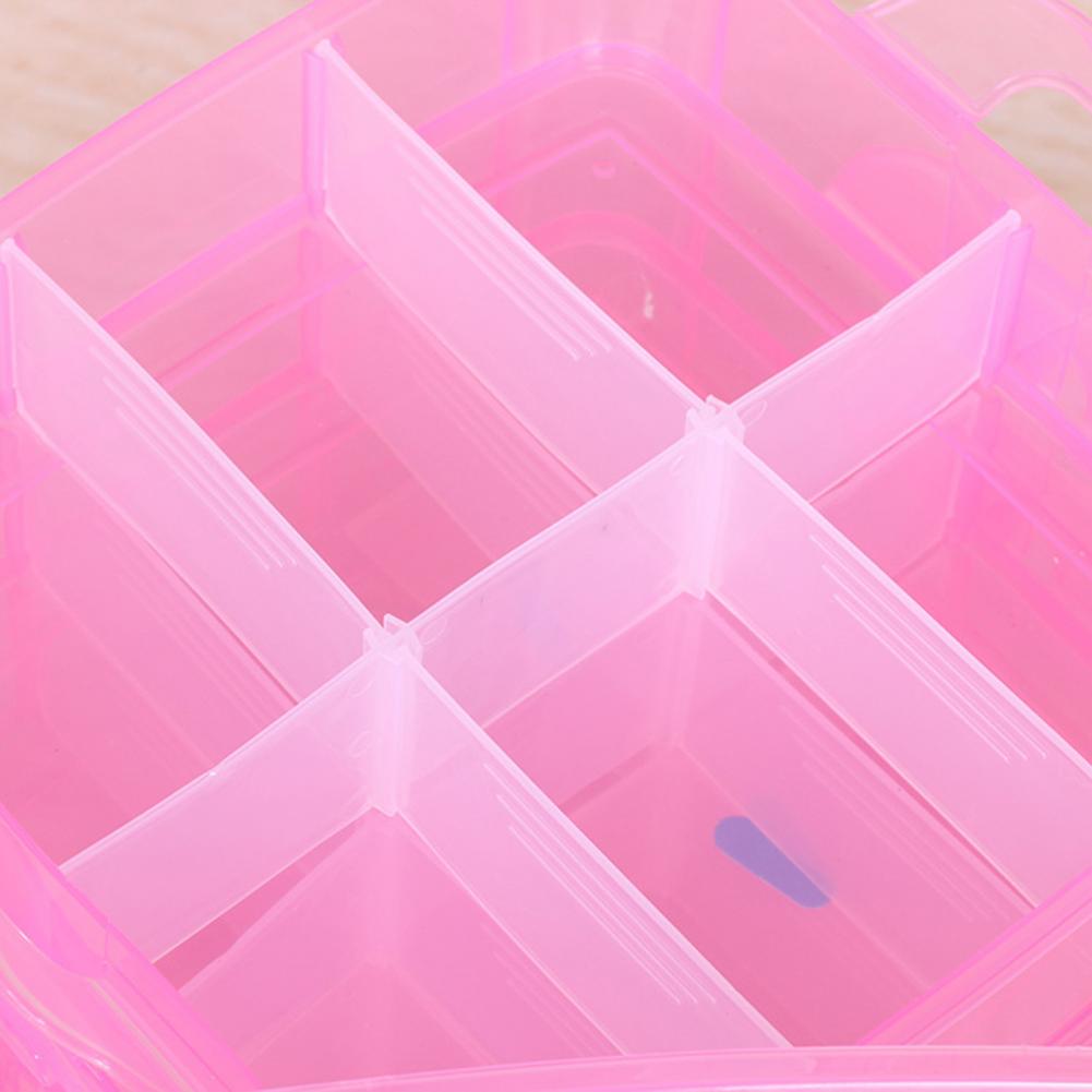 55% Discounts ! Craft Organizer Box Stackable 3 Layer Plastic Portable Arts Container for Home