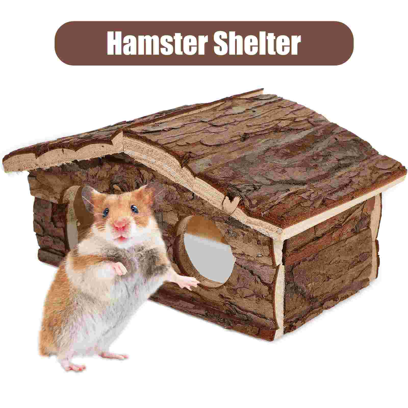 Jaula de refugio para hámster, escondites de cabina de madera, casas de conejillo de indias, cabaña de animales pequeños, juguete para ratón, juguetes de descanso